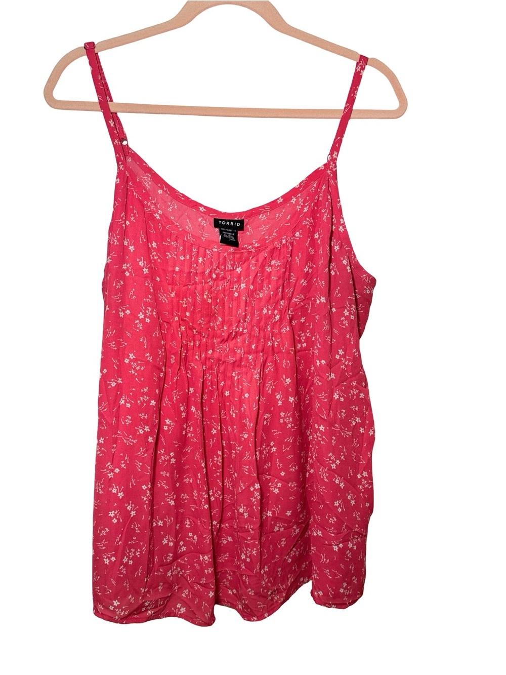 Torrid Bright Pink Floral Smocked Layering Cami